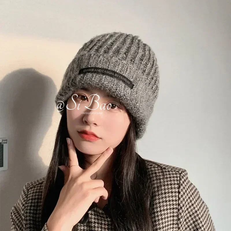 Big Head Circumference Wool Hat Unisex Winter Beanie Skullies Hat Women Knitted Bonnet Beanie Caps Men Warm Knit Pile Cap여름모자여자