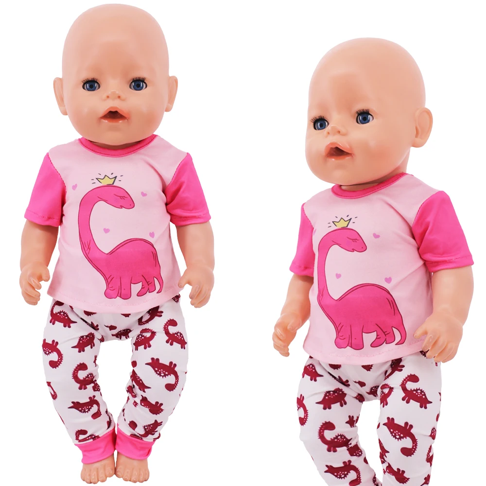 2Pcs/Set Summer t-shirt +Pants Casual Outfit For 18 Inch Doll Gift 43 Cm Reborn Baby Doll Clothes Accessories OG Girl\'s Toy Gift