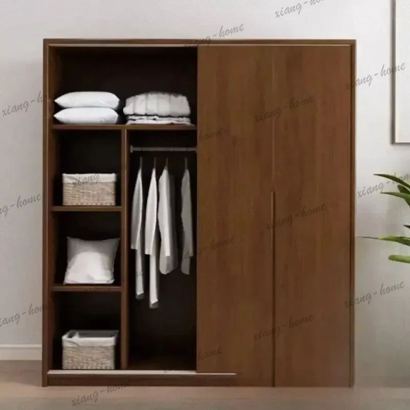 Aesthetic Wood Wardrobes Glass Doors Orgnizer Wooden Display Wardrobe Bedroom Modern Stylish