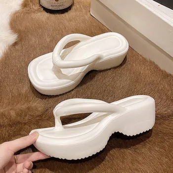 Ma'am 쪼리 여름 부드러운 밑창 EVA 슬리퍼, Ma'am 야외 캐주얼 비치 슈즈, 가정용 미끄럼 방지, 높임 슬리퍼