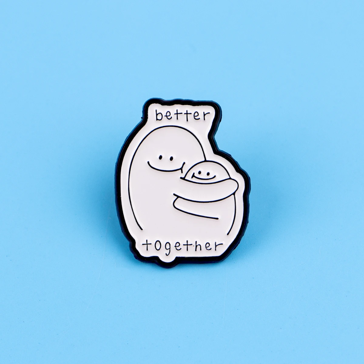 Pin esmaltado broche minimalista fantasma abrazado para parejas - imagen 3