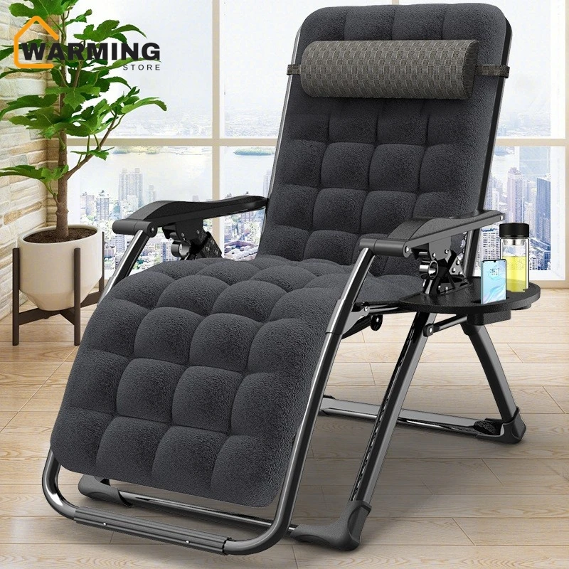 Warming Folding Chair Nap Lounge Chair Office Nap Chair Home Foldable Chair Lazy Backrest Swivel Chair Black Sillon Plegable