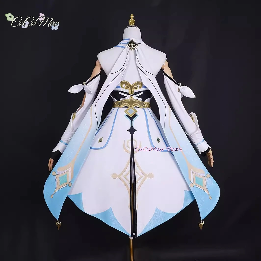 Genshin Impact Lumine przebranie na karnawał podróżnik siostra zestaw odzieży impreza z okazji Halloween peruka buty sukienka Lolita