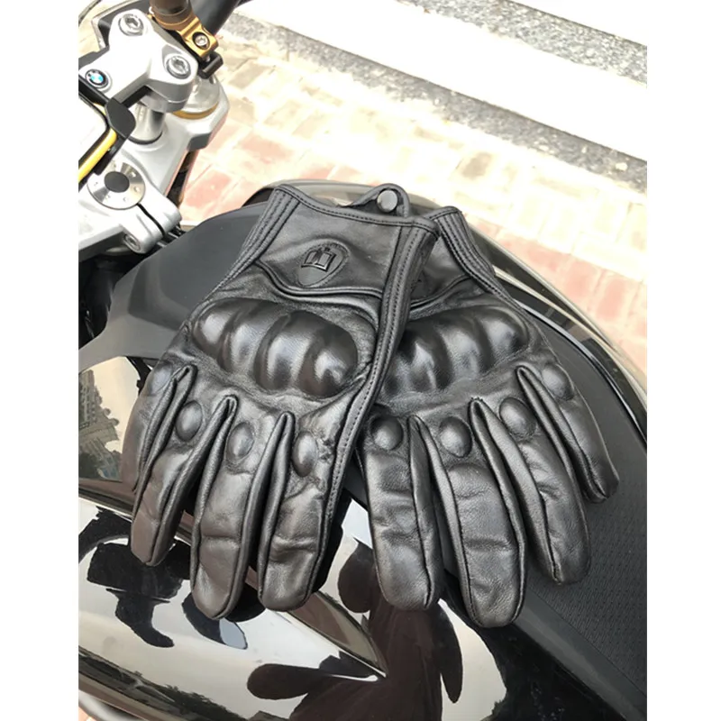 本革オートバイライディンググローブ男性と女性のスタイルゴートスキン四季対応落下防止タッチスクリーンバイカーナイトグローブ
