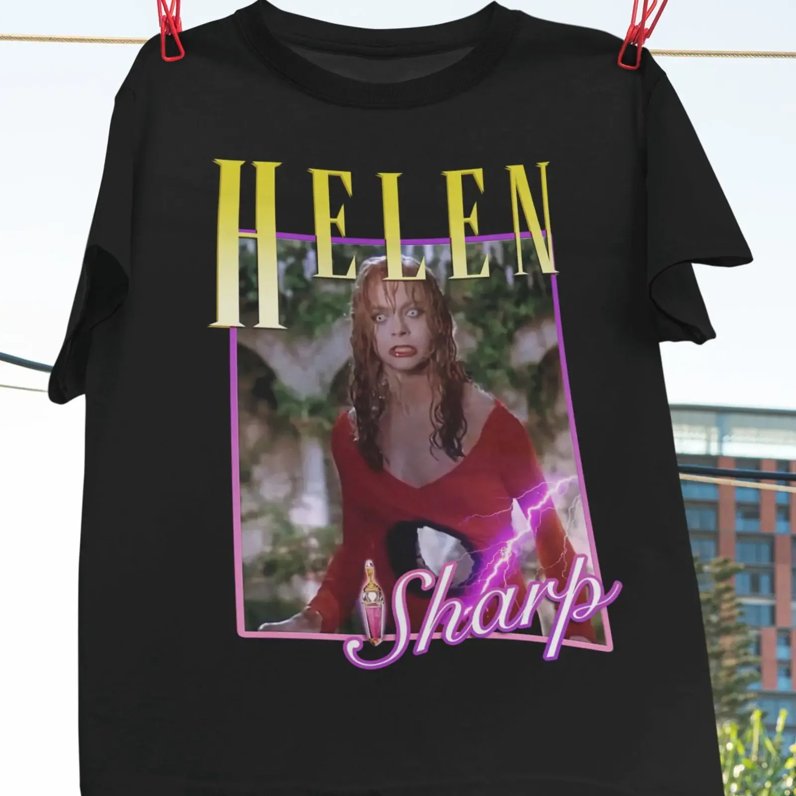 T-shirt vintage Helen Sharp Death Becomes Her, hommage au film rétro pour les fans de Goldie Hawn, streetwear décontracté pour homme, effet délavé