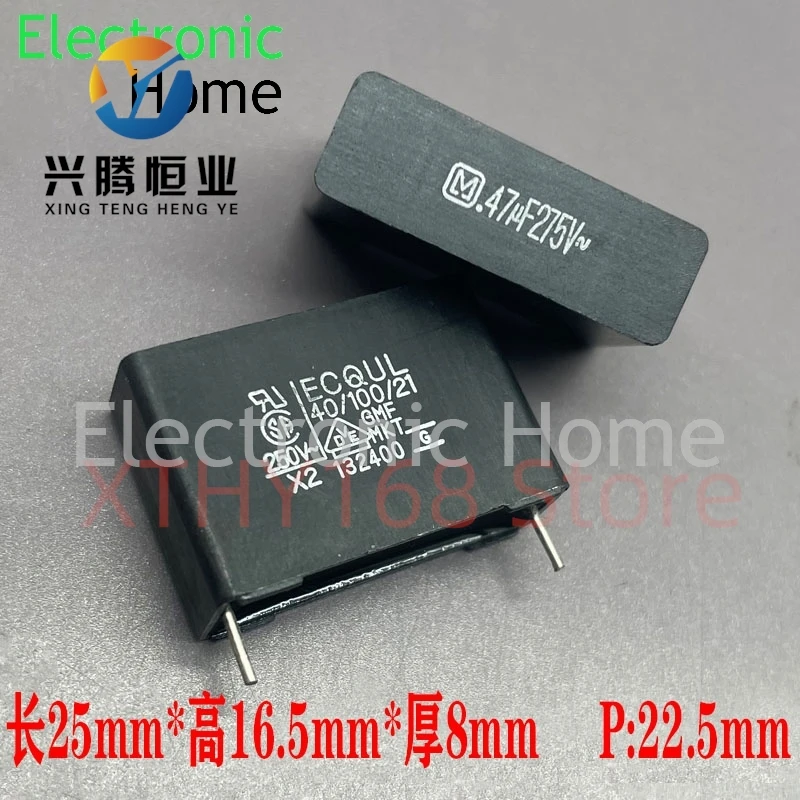 

20PCS Panasonic ECQU MKP 474 470nf 0.47uf 275v X2 safety film capacitor 275V0.47UF 25x16.5x8mm pin spacing 22.5mm