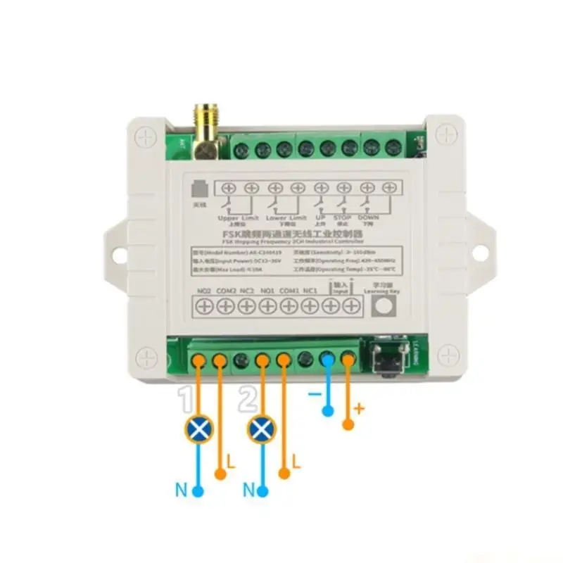 M5TD 2 Channel Wireless Remote Switches 420-450MHz Frequency-Hopping AC220V/DC12-36V