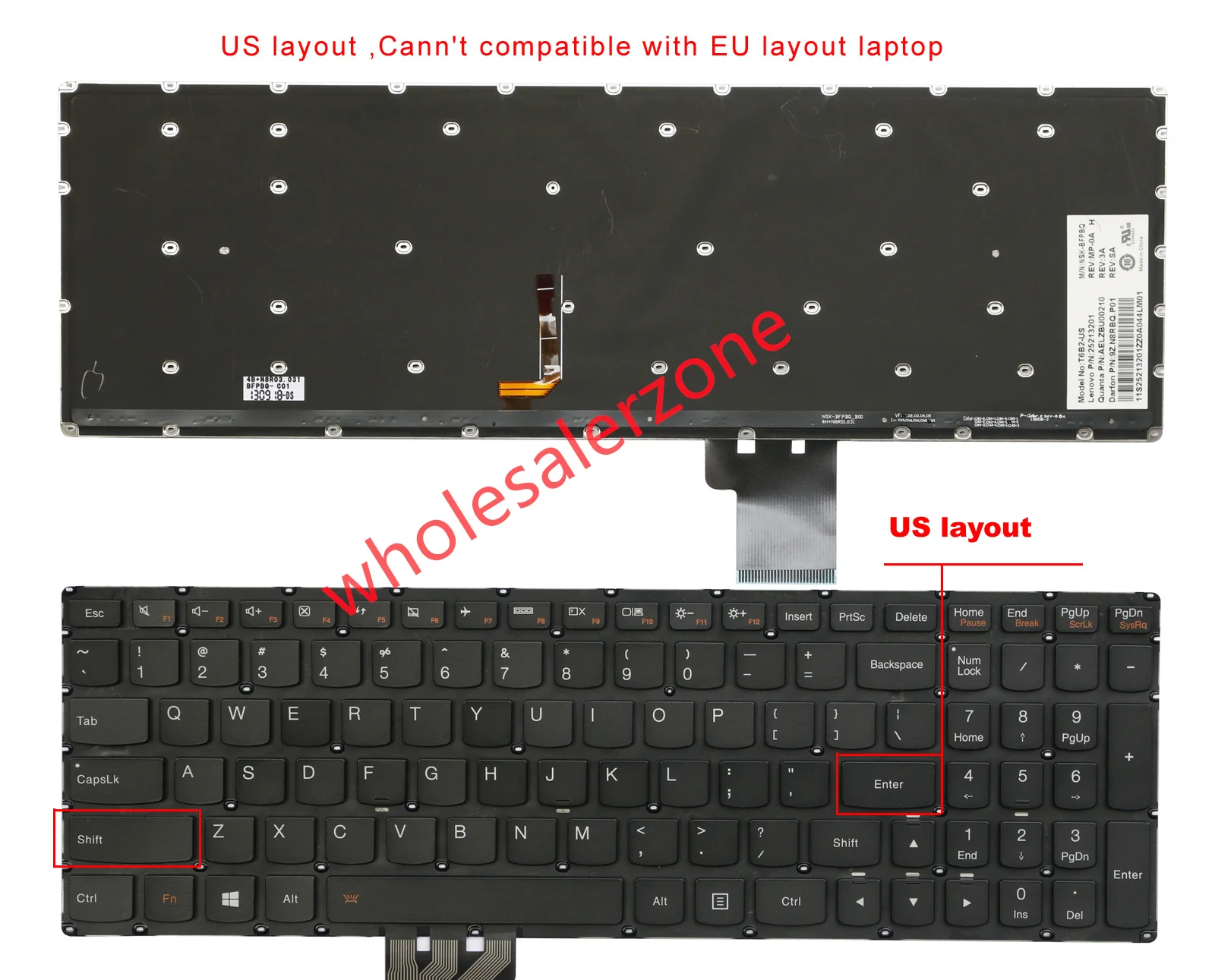 

New for Lenovo ideapad U530 U530p series Touch T6B2-US 25213201 AELZBU00210 9Z.N8RBQ.P01 laptop US backlit Keyboard