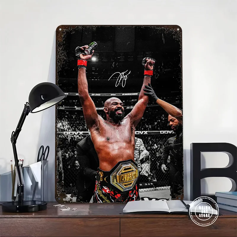 Jon Jones Victory Celebration Metal Poster Customized Wall Art Retro Vintage Metal Signs for Man Cave Home Decorations Wand Deko