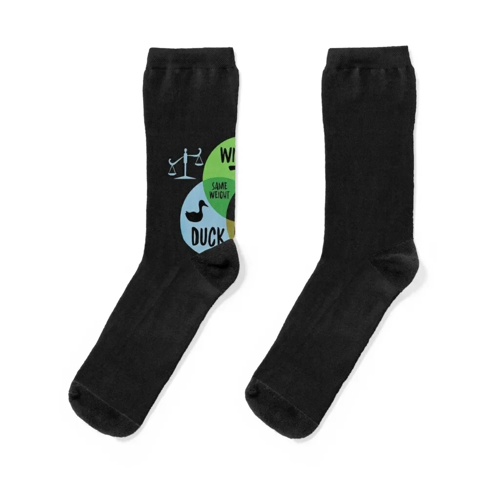 

Monty Python And The Holy Grail Witch Same Weight As Duck Sticker Socks Children's halloween hockey Socks For Men Women's