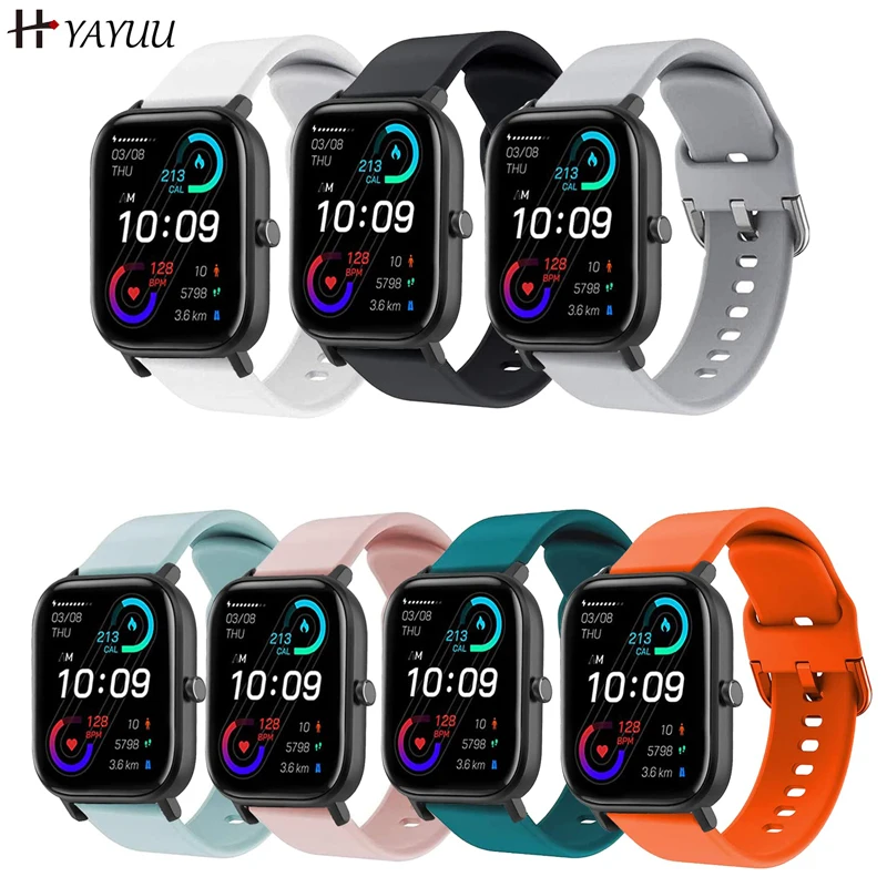 Correia de silicone de 20mm para amazfit gts 4 mini/gts 2/gts 3/gts 2e/gts 2 mini/gts, banda de substituição para amazfit bip u pro/bip/bip lite/bip