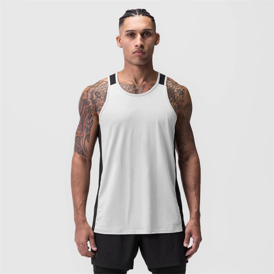 Mesh splice Workout Fitness Bodybuilding sleeveless shirt clothing Sports Singlet vest 2023 Men Tank top Gym men Undershirt