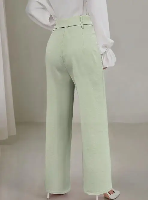 

2025 Autumn New Fashionable High Waisted Mint Green Straight Leg Suit Pants for Women with Elegant Commuting Style Suit Pants