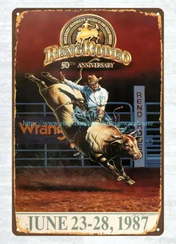 man cave metal Reno Rodeo 50th anniversary poster 1987 metal tin sign