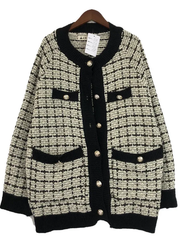 Cardigan de malha pequeno vintage agasalhos ex lã retrô versátil suéter de inverno V-Ne Long Sve Regular Fit Umidade...