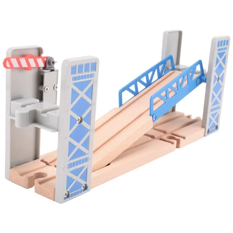 

A63T-Wooden Train Tracks Railway Set Wooden Double Deck Bridge Wooden Accessories Overpass Model Kid's Children's Gift