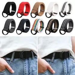 Men Women Nylon Braided Canvas Double Ring Black Buckle Simple Versatile Jeans Student Trend Belt Waistband