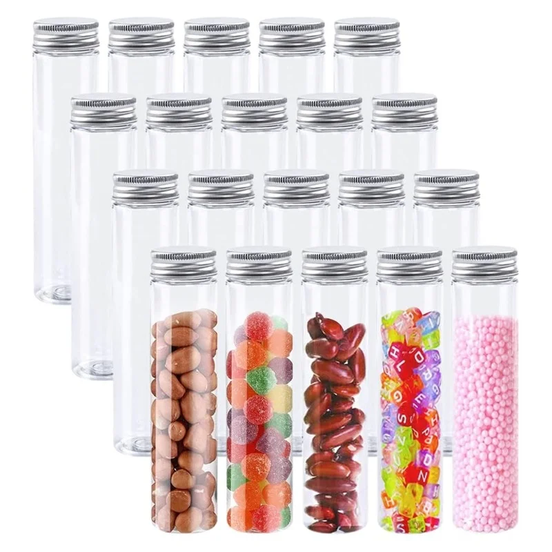 20 Pcs 115ml Test Tubes,Clear Plastic Test Tubes with Caps for Candy,Bath Salts,Spices,Dried Flowers and Party Decor