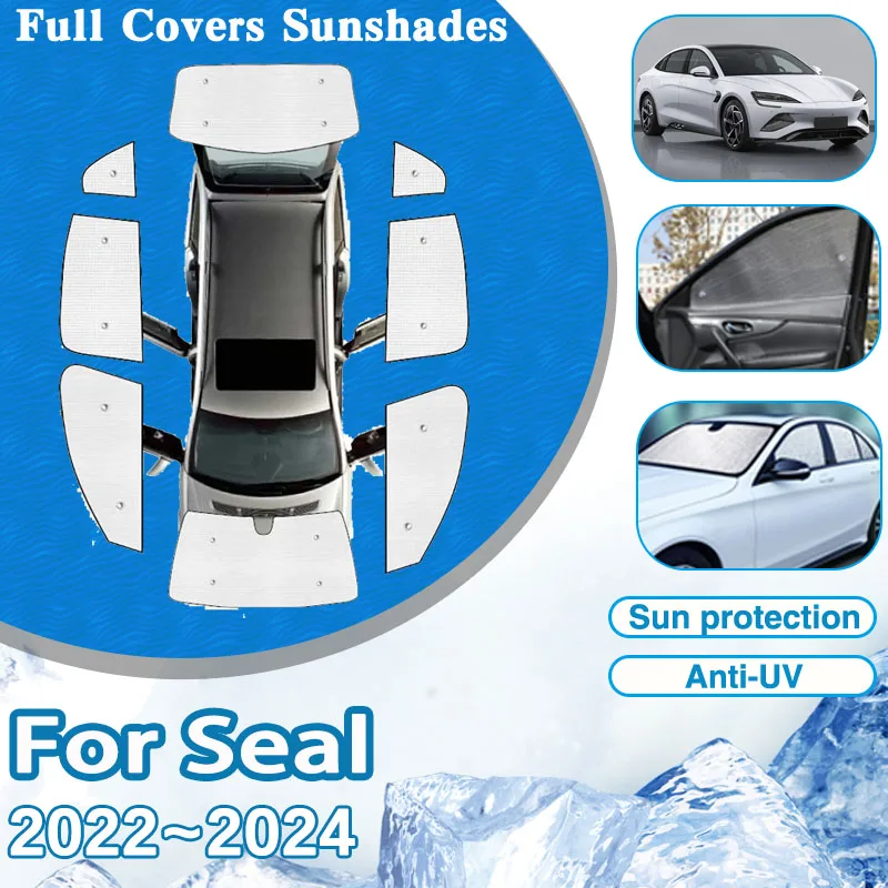 

For BYD Seal Atto 4 2022 2023 2024 Car Window Visor Windshield Anti-UV Sun Protection Sunshades Parasol Auto Sticker Accessories