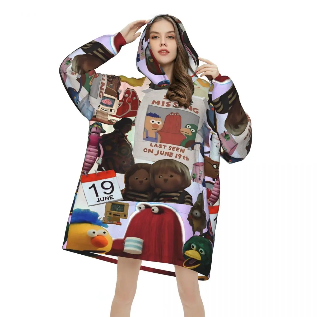 Don't Hug Me I'm Scared Wearable Blanket Hoodie  Warm Cozy Oversize Blanket Sweatshirt Thick Fleece Hooded Blanket with Pocket