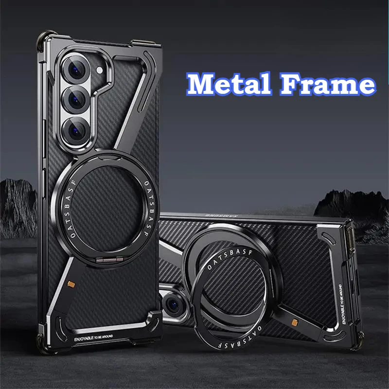 

Безрамный чехол для Samsung Galaxy Z Fold 7 6 5 для Magsafe с 360° ° Вращающаяся магнитная подставка, металлический противоударный защитный чехол для телефона