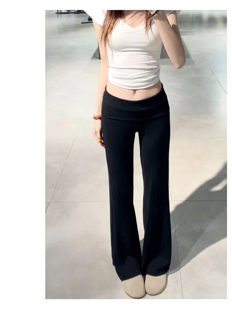 

Широкие брюки, высокие женские весенние модальные вязаные брюки с завязками, молочно-персиковые, персонализированные, нежная, эстетика, с завязками, OL