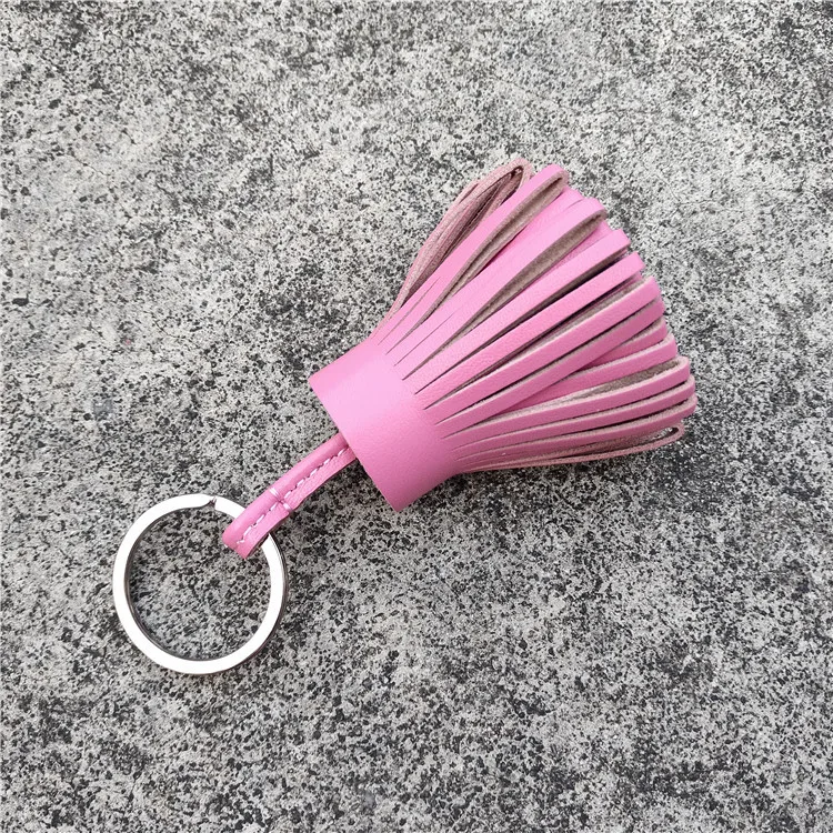 Candy Color Small Grass Skirt Sheepskin Fringe Car Key Ring  Keychain Female Bag Pendant Hanging Jewelry Gift