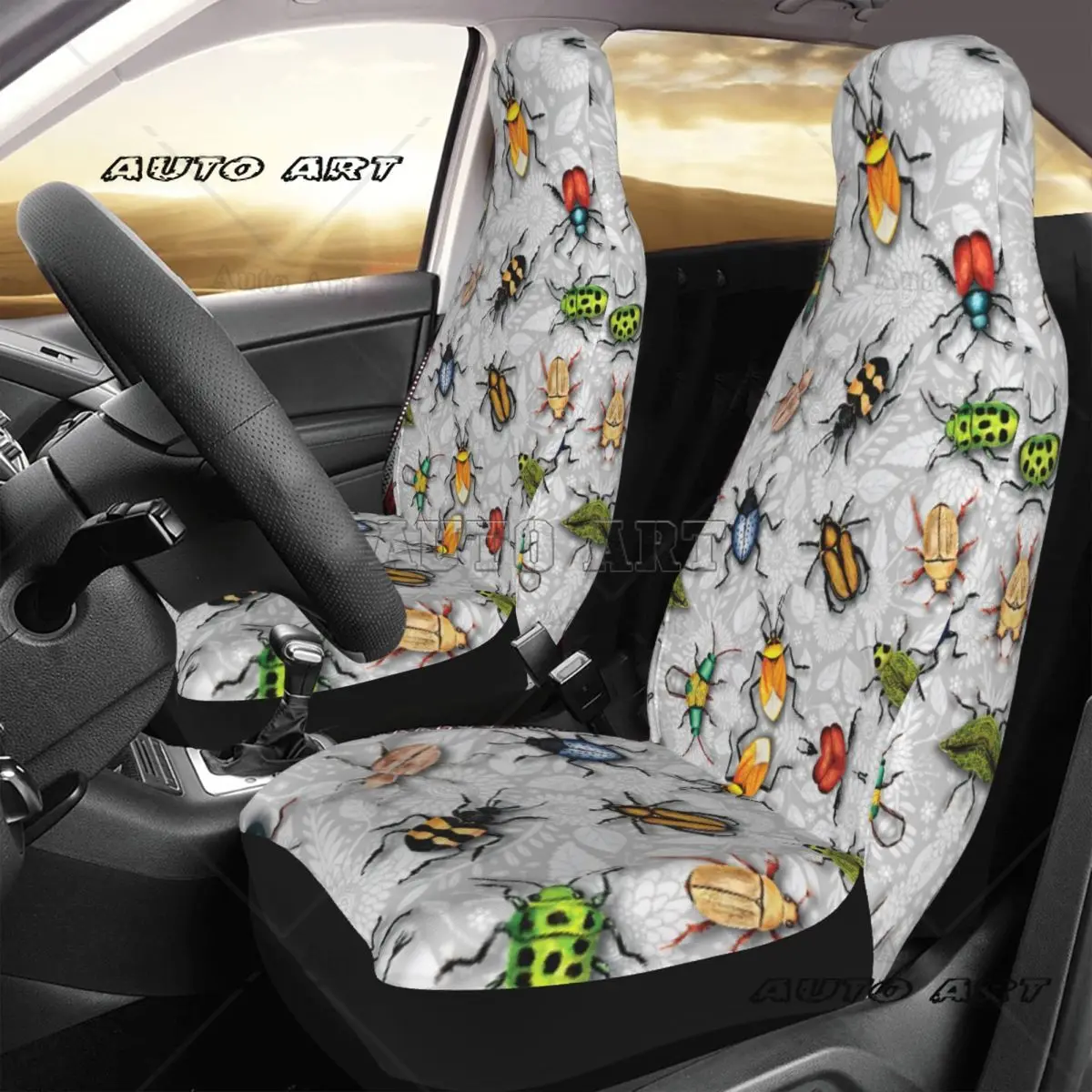 A Bunch Of Beetles - Colorful Insect Pattern Car Seat Cover Custom Printing Universal Front Protector Accessories Cushion Set