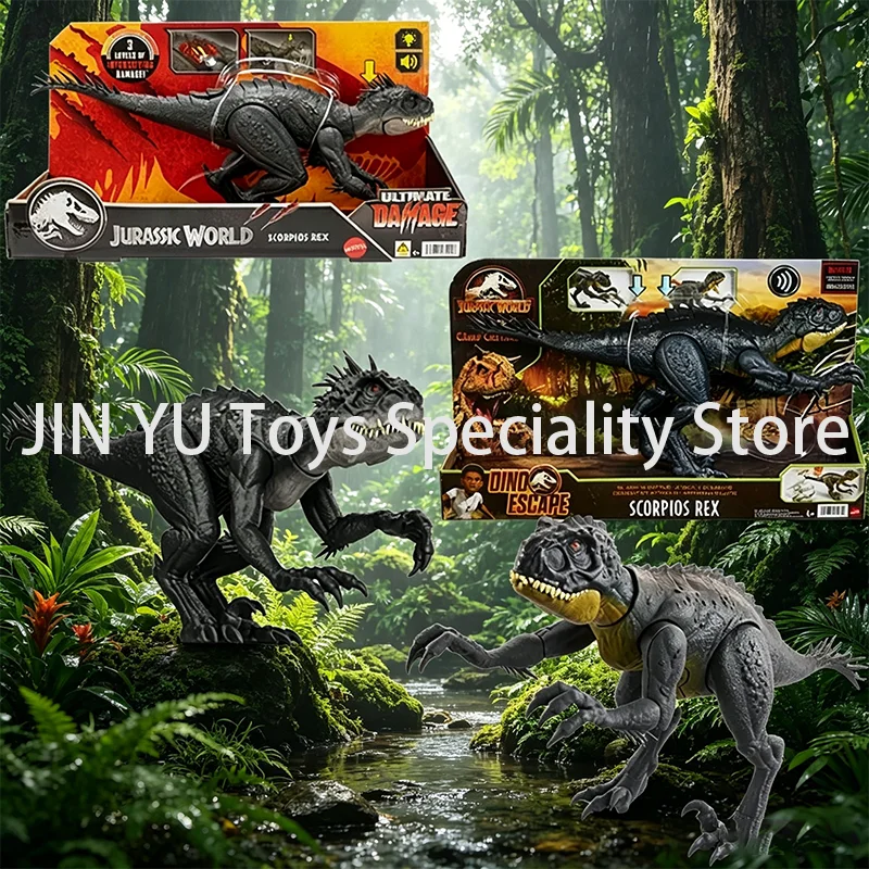 Figura de acción original de Jurassic World, dinosaurio Scorpios Rex, modelo de dinosaurio híbrido Ultimate Damage Slash N Battle, juguete para niños, regalos