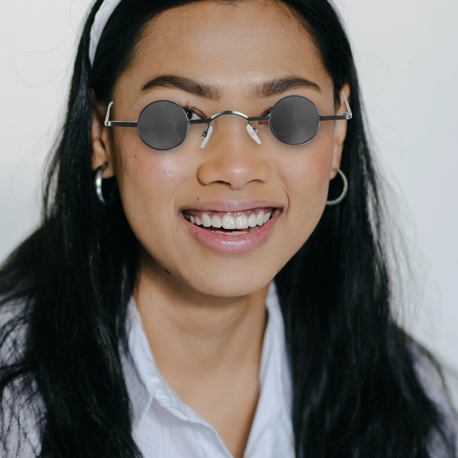 

Unique Small Round Sunglasses Stylish Creative Frames for Men Women Beach Parties Fashionable Decorative Eyewear in Black Design