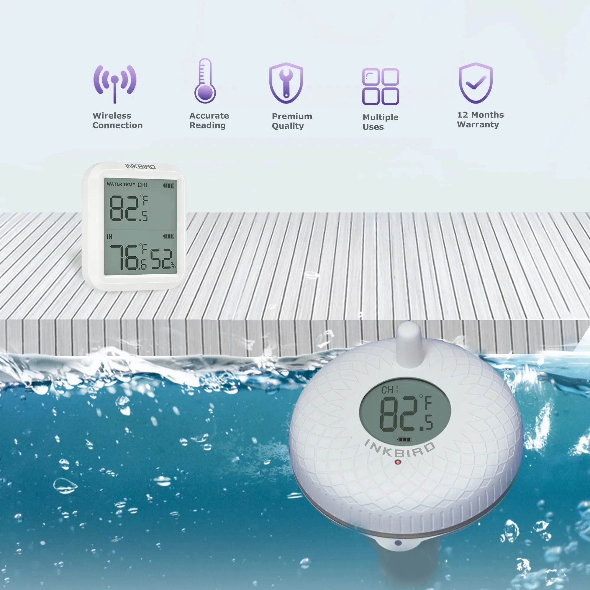 INKBIRD 3 Types Wireless Swimming Pool Thermometer Outdoor Indoor Bluetooth Control Accurate Digital Temperature Monitor for Spa