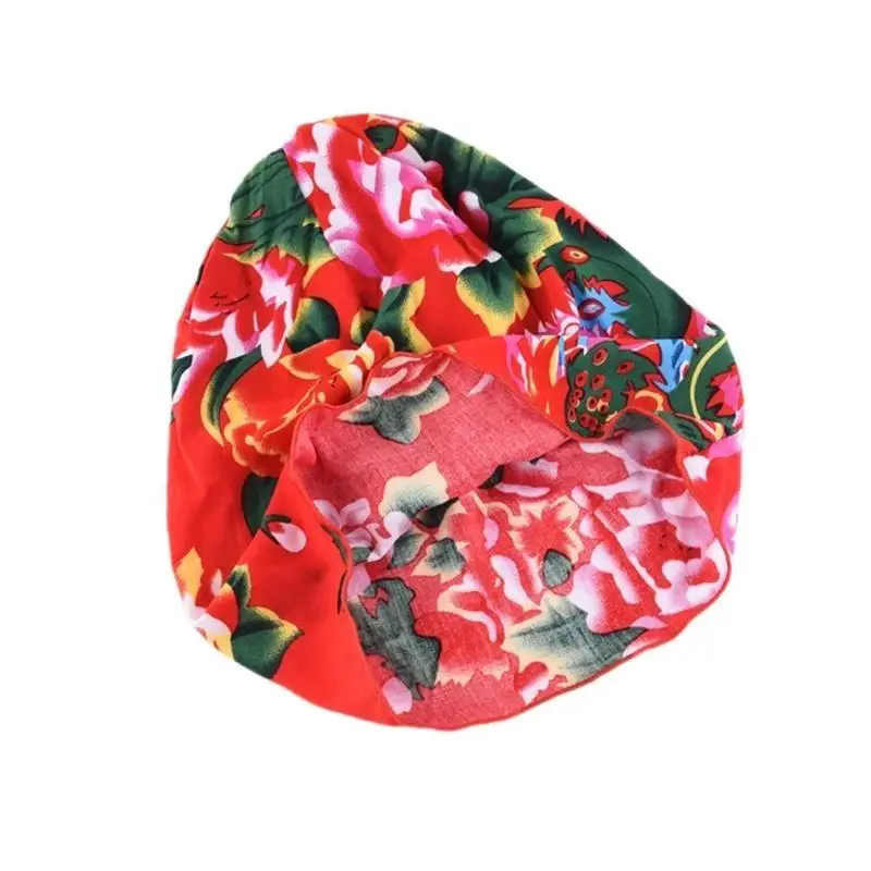 

39BB Floral Colorful Creative Head Wrap New Year Holiday Turban Skull Hat