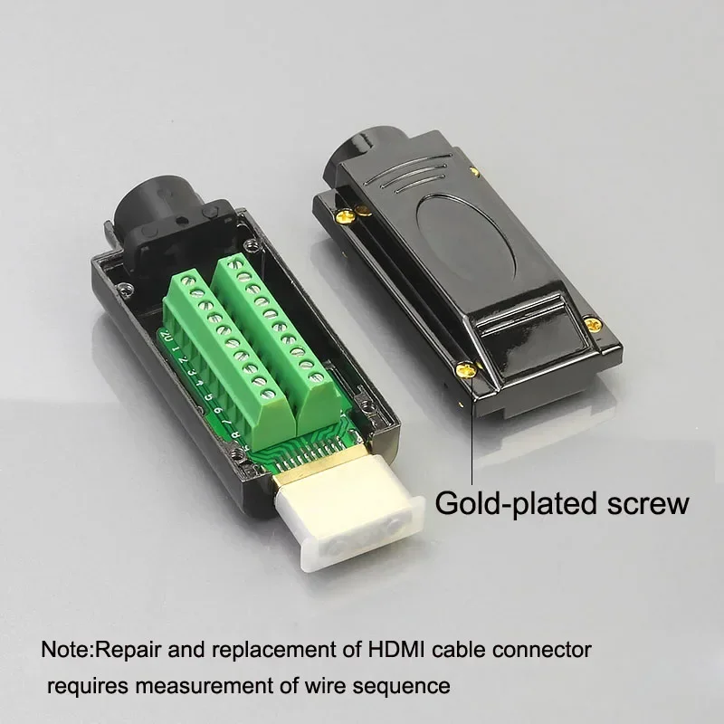 HDMI-compatible Solder-free Connector Plug HDMI-compatible 2.0 Welding Male Head Connectors 4K HD Line Repair DIY Adapter