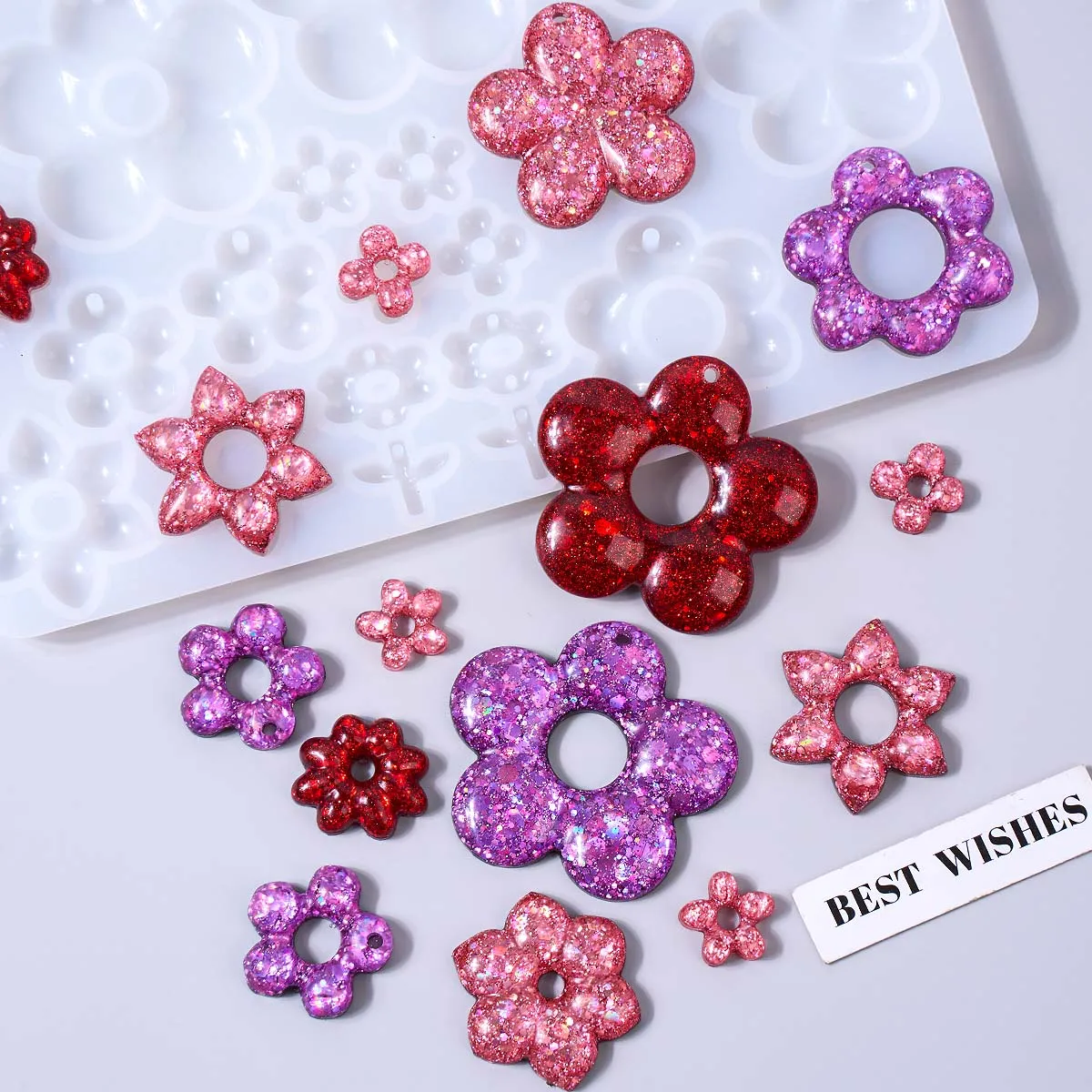 

Hollow Flower Earring Pendant Silicone Mold DIY Handmade Crystal Epoxy Resin Necklace Keychain Jewelry Craft Gifts Casting Molds