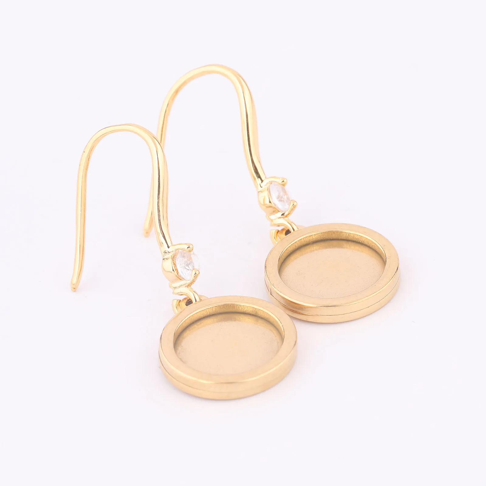 6pcs Stainless Steel Gold Plated Cabochon Earring Base Settings