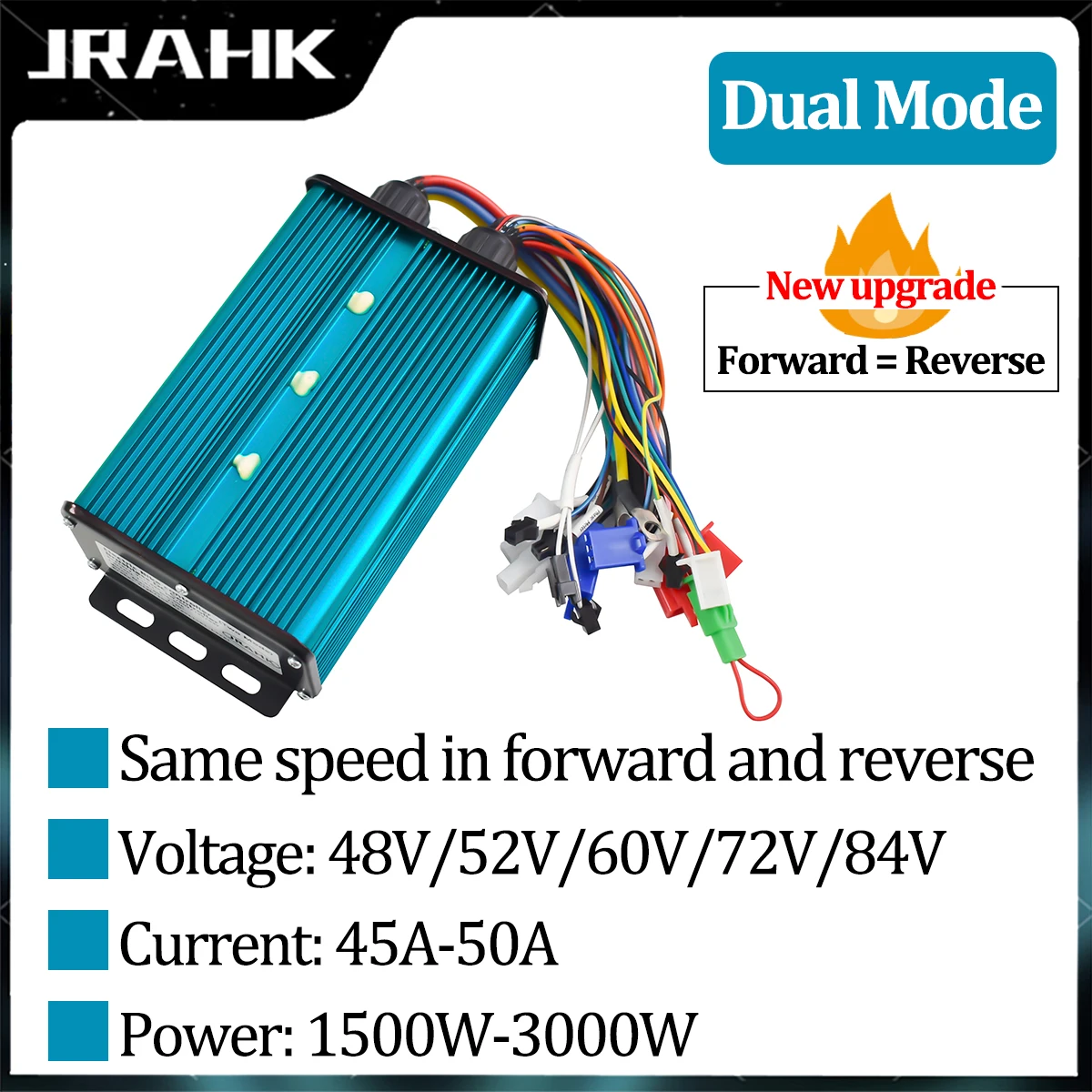 JRAHK Electric Controller 2500 3000W  48 60 64 72 84V 50A  Brushless Dual-mode For E-Bike Motor Motorcycles Spare Accessories