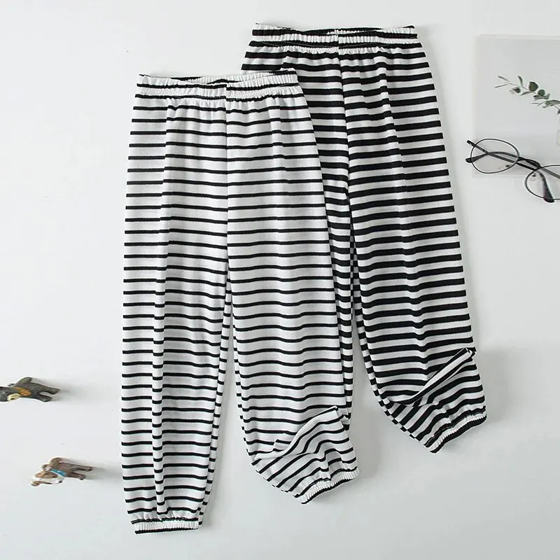 Spring and Autumn CHILDREN'S Striped Casual Pants Boys and Girls Sports Comfortable Pants