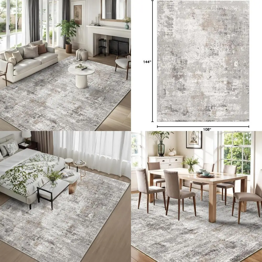 

Современные абстрактные нейтральные большие коврики для гостиной — моющиеся, мягкие, нескользящие, с низким ворсом, устойчивые к пятнам коврики для спальни 9x12