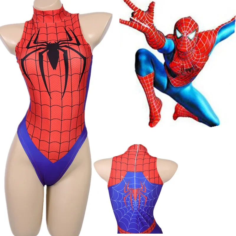 New Spider Man Jumpsuit Set Resilient One Size Fits Swimsuit Anime Bodysuit Party Halloween Cosplay Costume Suitable for Ladies