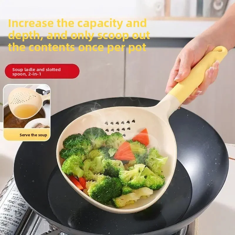 Nylon Ladle Large Deep Skimmer Spoon Heat Resistant Non Stick Safe Soup Colander Spoon For Cooking Draining Pasta Vegetable Meat