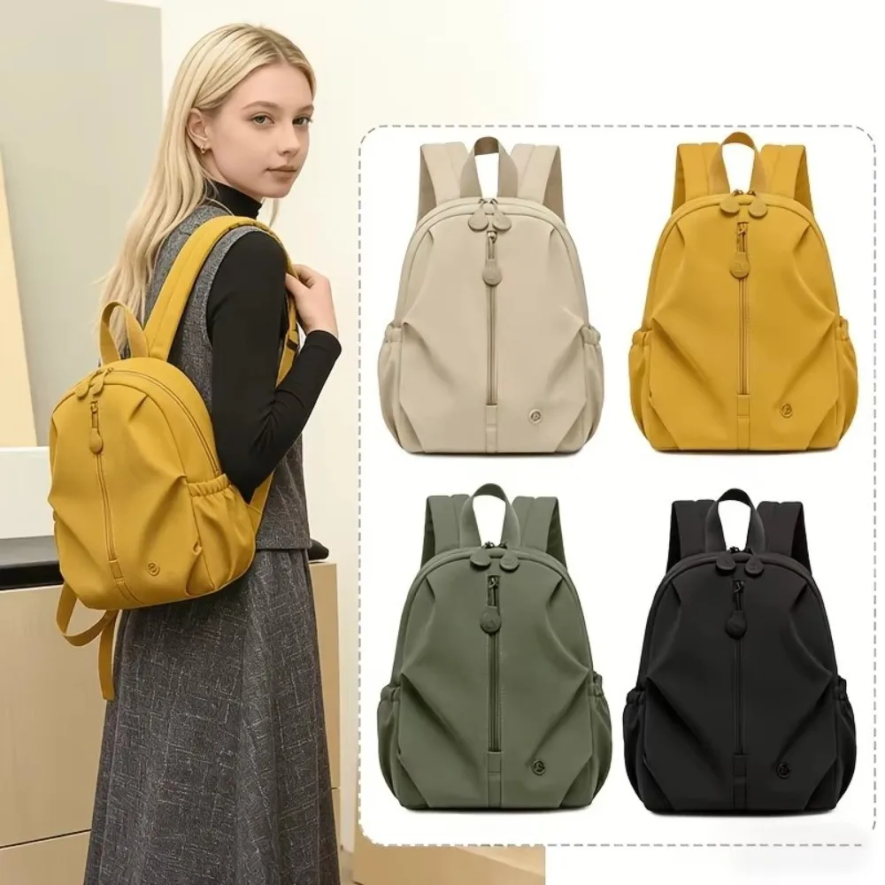 New Large Capacity Women's Backpack Multi-compartment Solid Color Laptop Backpack Nylon Lightweight Travel Backpack
