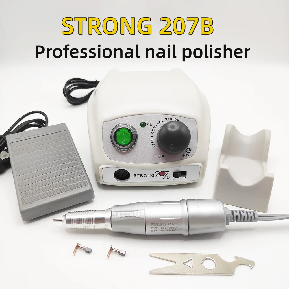 

35000RPM Strong 207B 65W Manicure Machine Pedicure Kit Nails Art Tool 120 102L Electric Nail Drill Handpiece Nail File Equipment