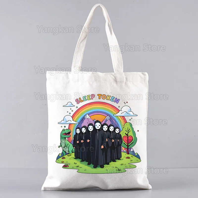 

Sleep MUSIC BAND Foldable Canvas Shoulder Bag Canvas Tote Eco Shopping Bag Canvas Tote Bag Casual HandBag Daily Use