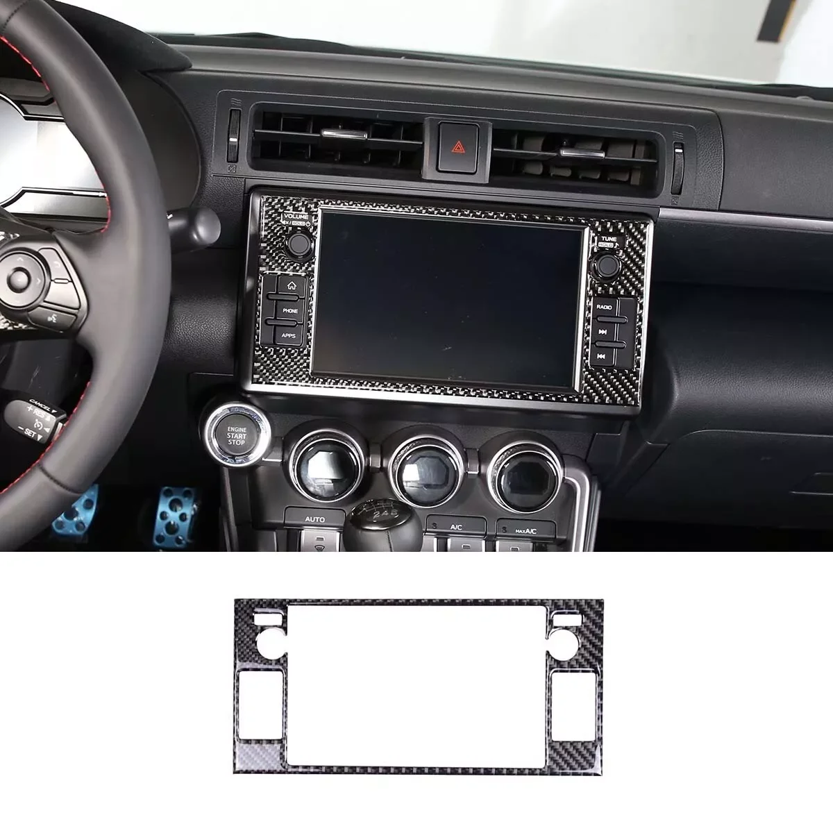 

Soft Carbon Central GPS Navigation Screen Trim Decorative Sticker For Subaru BRZ 2022