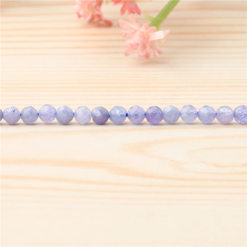 Natural Stone Tanzanite Round Faceted Beads Size 2 3 4MM For Jewelry Making Diy Bracelet