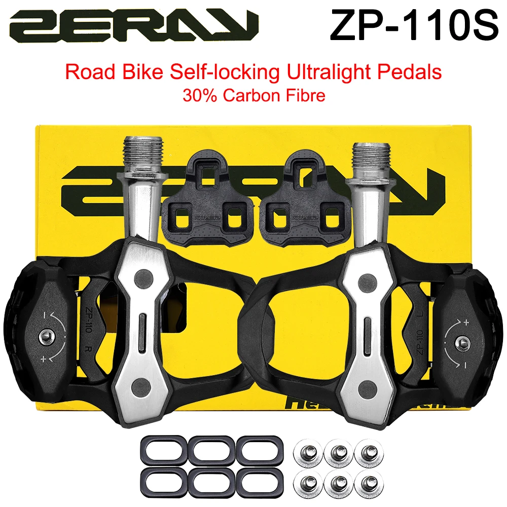 

ZP-110S Road Bike Pedals Self-locking Ultralight 30% Carbon Fiber PA Material Bearing Pedal for Road Gravel Bicycle Parts