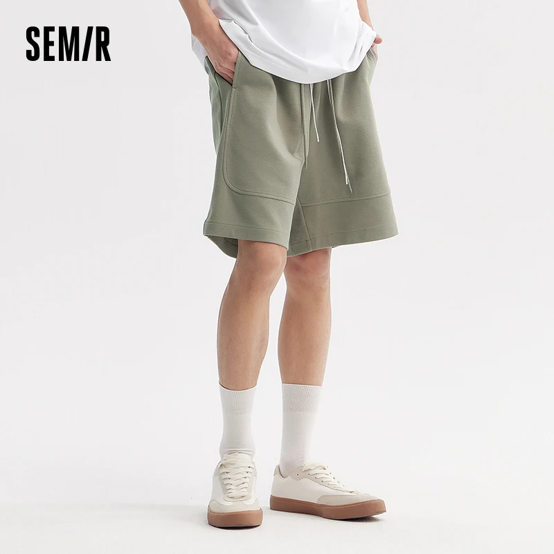 Semir Men Pants Casual Shorts 2024 Summer New Simple Letter Embroidered Shorts Drawstring Loose Fit Straight-Leg