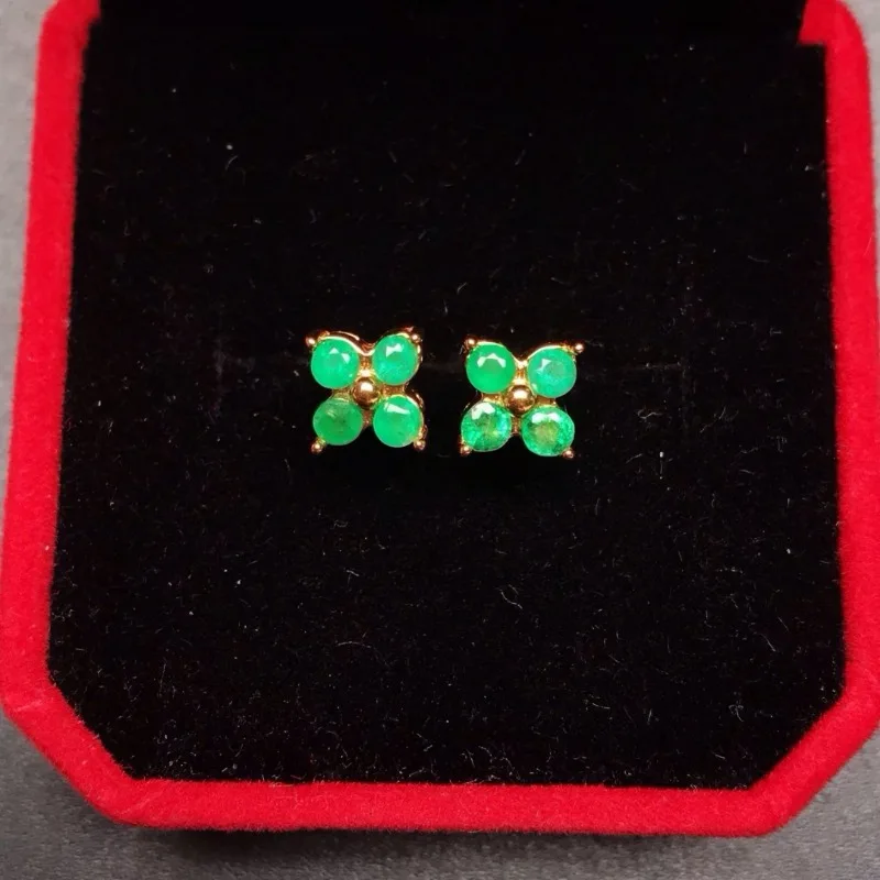 

YULEM 100% Natural Emerald Stud Earrings Luxury Style 3*4 Mm 925 Silver Colombian Origin