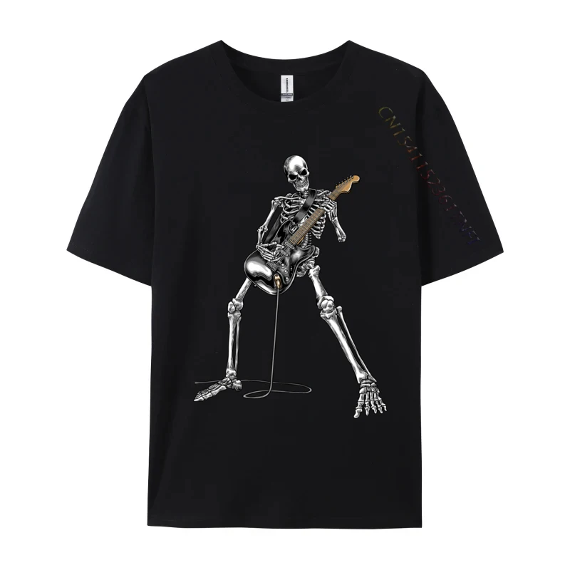 Skeleton Playing Guitar Rock And Roll Graphic Band Tees Normal T Shirt Crazy New Arrival Men ostern Day T Shirt Crazy