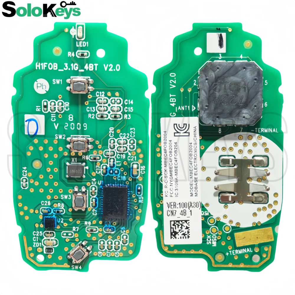SOLOKEYS 95440-AA200 FCC ID: MBEC4FOB2004 433MHz AES 6A Chip For HYUNDAI Elantra 2020 Smart Remote Control Key With Logo Sticker